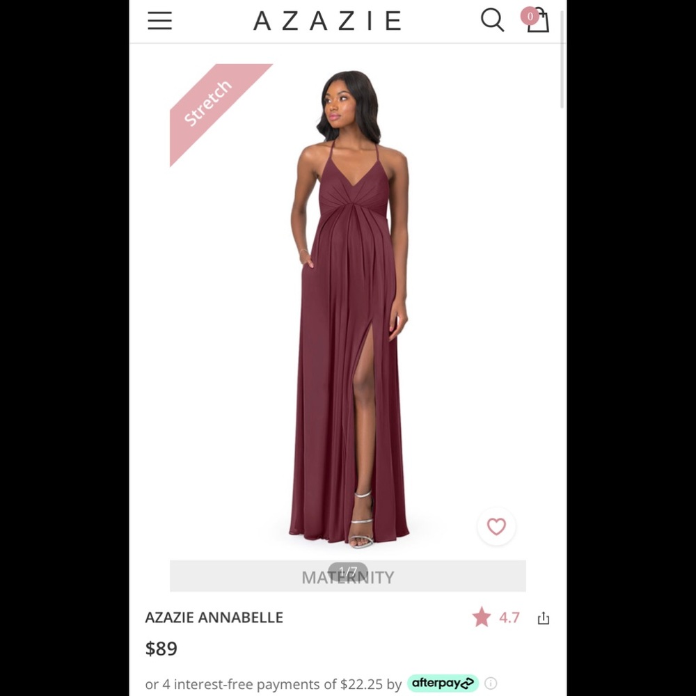 Maternity bridesmaid dress Azazie Annabelle Cabernet